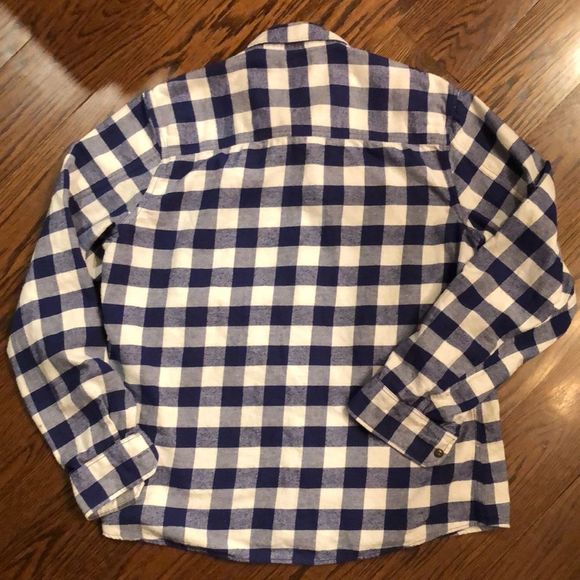 TRUE RELIGION Fleece Long Sleeve Navy White Plaid Western Button Down Shirt XL - Picture 4 of 12